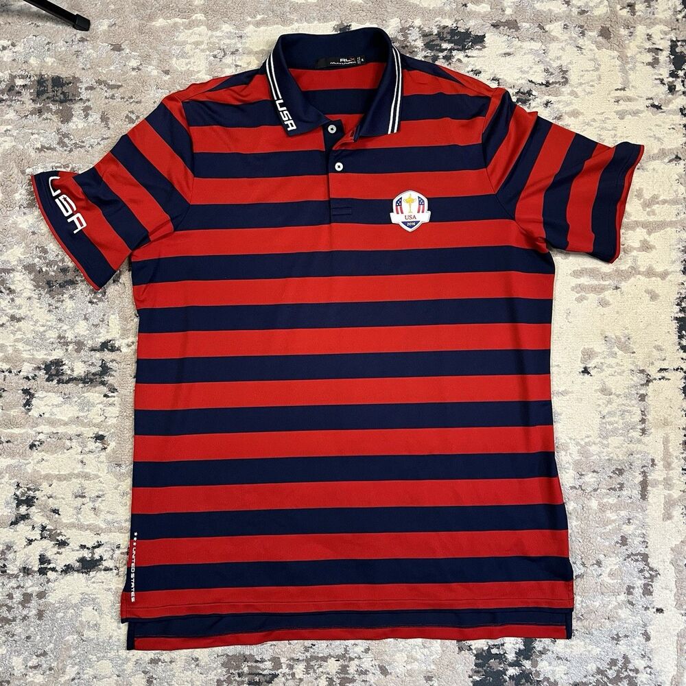 Ralph Lauren Red and Navy Striped Polo